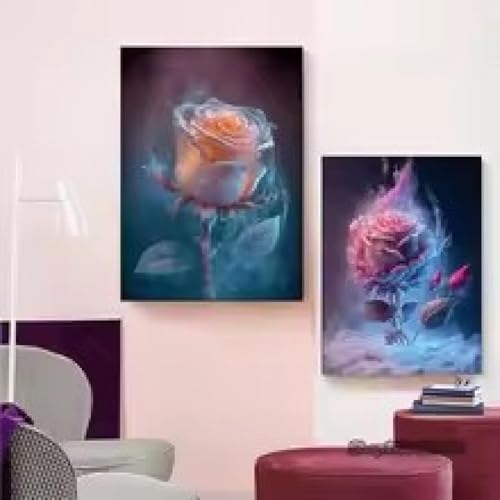 Lienzo de flores rosas y capullos 60x90 cm moderno cuadro de pared sin marco para salon