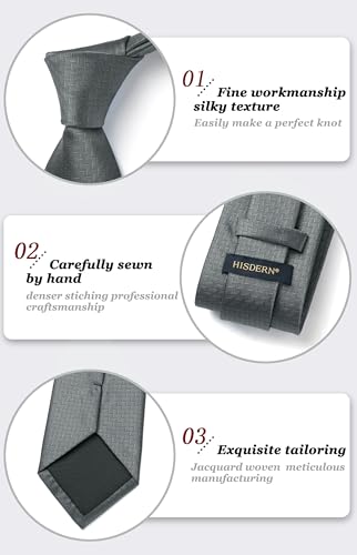 Image of HISDERN Ties for Men Solid Houndstooth Neckties Handkerchief Formal Business Tie & Pocket Square Set Wedding Party