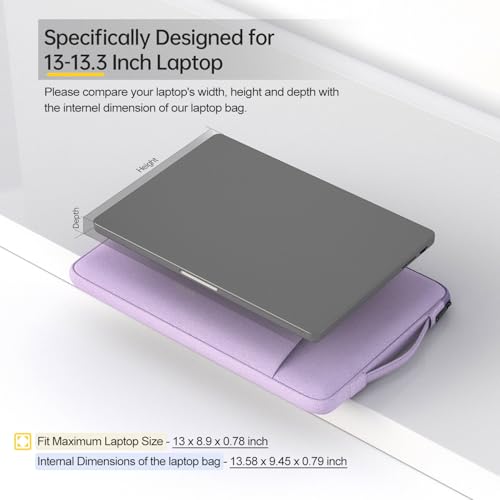 Image of 13 Inch Laptop Sleeve Case for 13-inch New MacBook Air M5 A3449 M4 A3240 2025 2026,13 13.6 Inch MacBook Air 13 M3 /M2 /M1 2020-2024, Computer Carrying Bag with Handle, Purple
