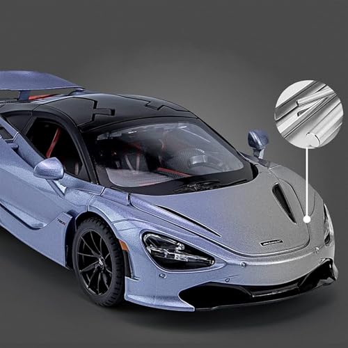 Image of WORSHIPER 1:32 Scale McLaren 720S Die-Cast Model Car � Alloy Metal Pullback Toy Car with Openable Butterfly Doors, Lights & Sound � Kids & Adults (1:32 McLaren 720s Purple Color)