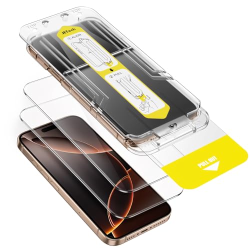 JETech iPhone 16 Pro Max 6.9インチ用 液晶保護フィルム 10秒で超簡単インストール ワンステップ調整トレイ付き 無気泡 強化ガラス製 ケースに干渉なし HDクリア 2枚セット