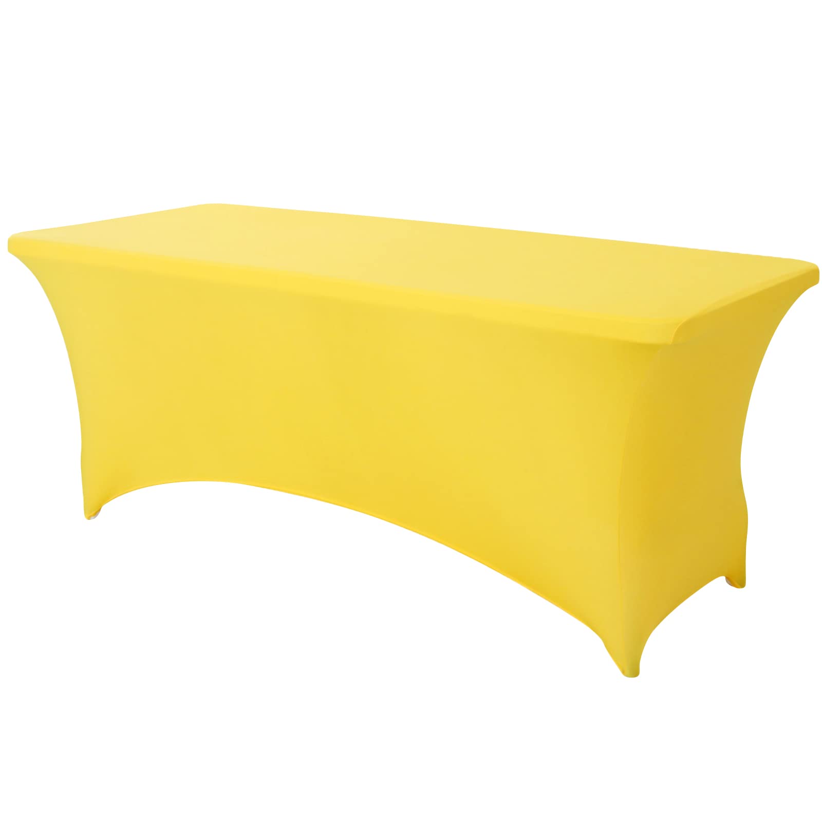 1 Pack 4 Ft Yellow Table Cover Fitted Rectangular Tablecloth Stretchable Fabric Lycra Table Cloth 4 ft Wrinkle-Free for Party Tradeshows Banquet Weddings Cocktail