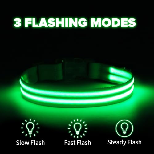 Feycig Leuchthalsband Hund USB Aufladbar - LED Hundehalsband Leuchtend Wasserdicht Leuchtendes Hunde Halsband Einstellbare für Kleine Mittlere Große Hunde, 3 Modi