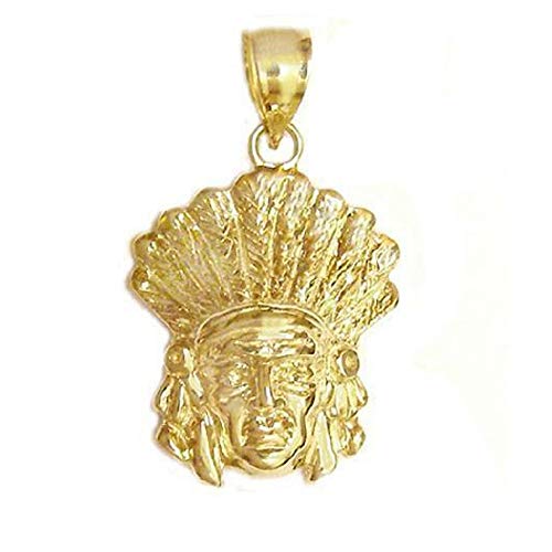SURANO DESIGN JEWELRY 14k Yellow Gold Indian Chief Pendant