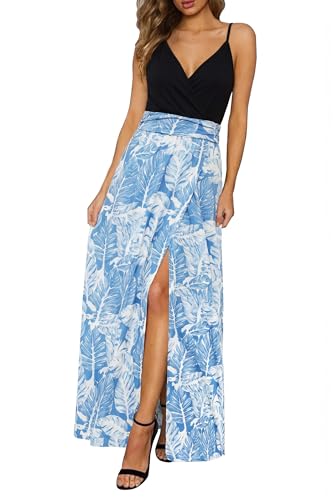 Image of Newshows Women's 2026 Lightweight Summer Wedding Guest Beach Vacation Casual V Neck Split Flowy Maxi Dress