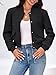 Tankaneo Womens Cropped Bomber Jackets Casual Button Down Long Sleeve Stand Collar Varsity Shacket Coats