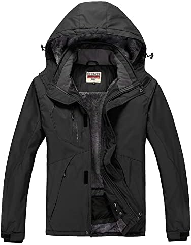 WULFUL Men's Waterproof Ski Jacket Warm Winter Snow Coat Mountain Windbreaker Hooded Raincoat