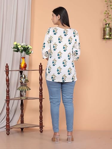 Image of Malikcraft Women's Rayon Printed Short Kurti Stylish Kurta for Women Trendy Short Kurta for Daily & Office Wear PR1