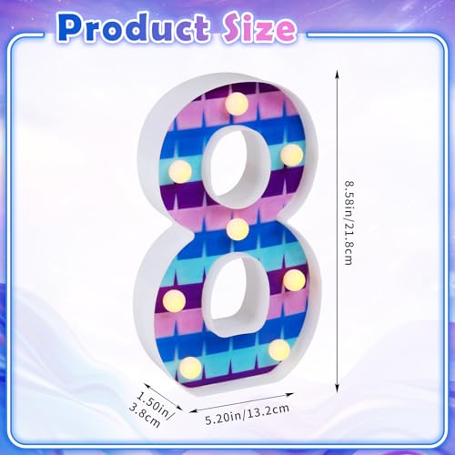 LED Number Lights Cartoon Themed Birthday Decorations LED Light Up Number Centerpieces Table Decoration for Party Supplies Backdrop Wall Decor for Birthday Party Decorations (Number 8)