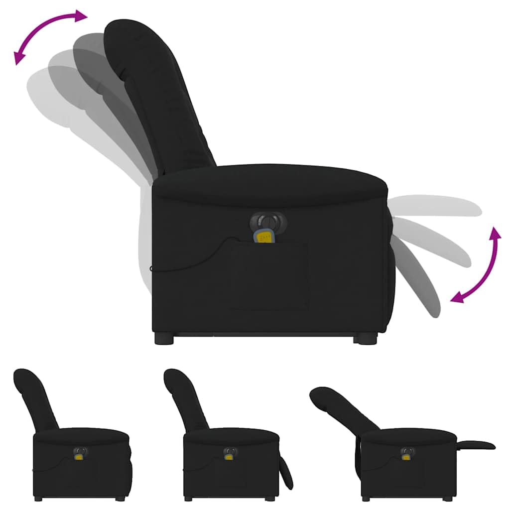 Genérico Sillón de Masaje eléctrico reclinable elevable Tela Negro,Sillas,Sillones-3303286