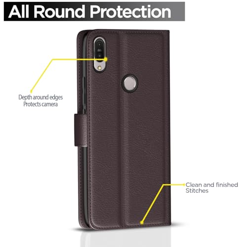 Image of Pikkme Asus Zenfone Max Pro M1 Flip Cover Leather Finish | Inside TPU with Card Pockets | Wallet Stand and Shock Proof | Complete Protection Flip Case (Coffee)