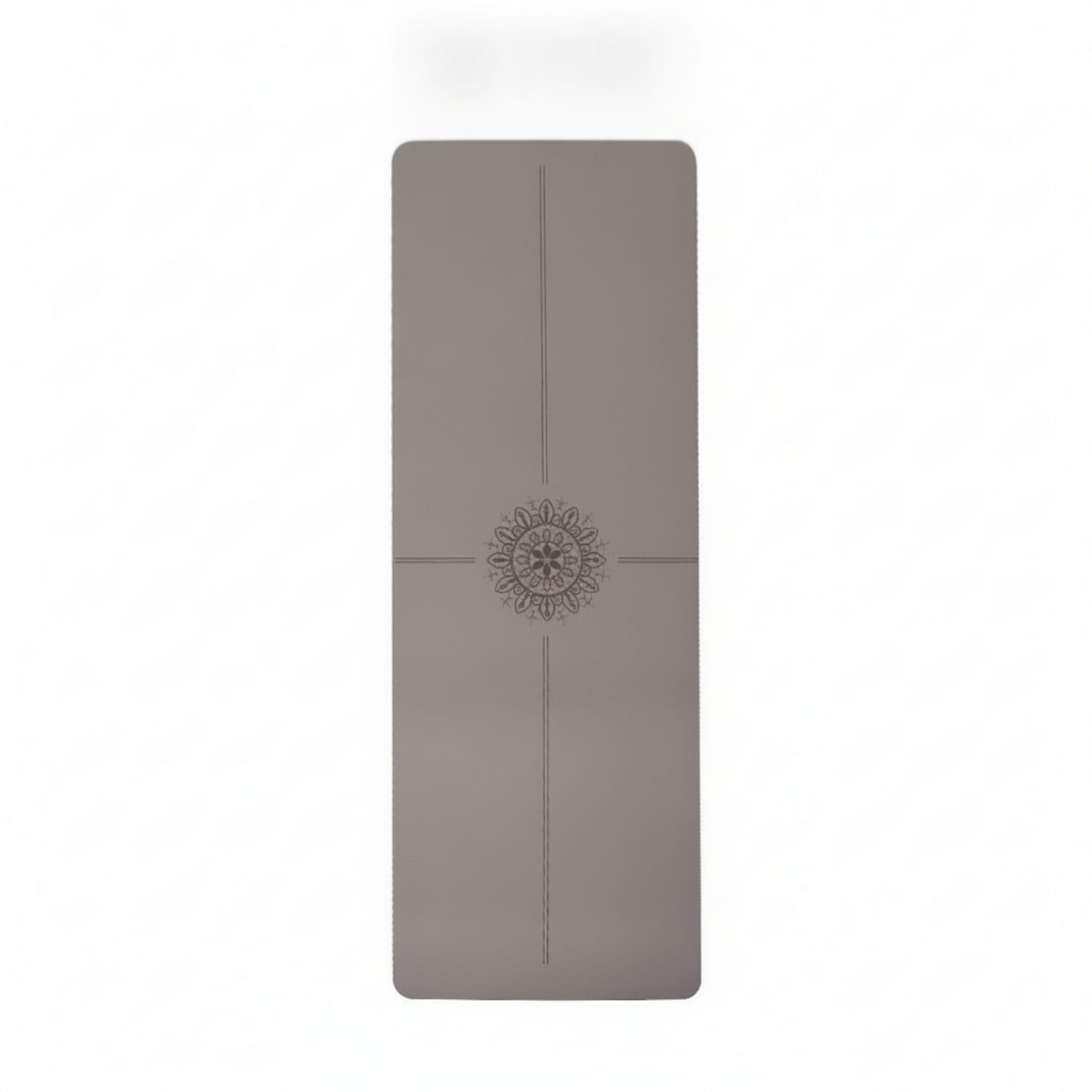 Center Medallion Pattern Exercise Mat Solid Color Alignment Exercise Mat, Milk Tea, Double Line-picture-15