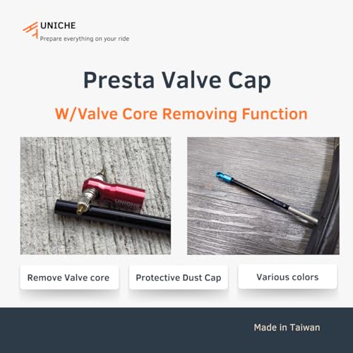 Image of UNICHE Presta Valve Cap with Valve Core Removing Function - 2 Pack [Gray] | Valve Dust Cap Fits Presta French Valves on MTB, Road Bikes, Gravel Bikes