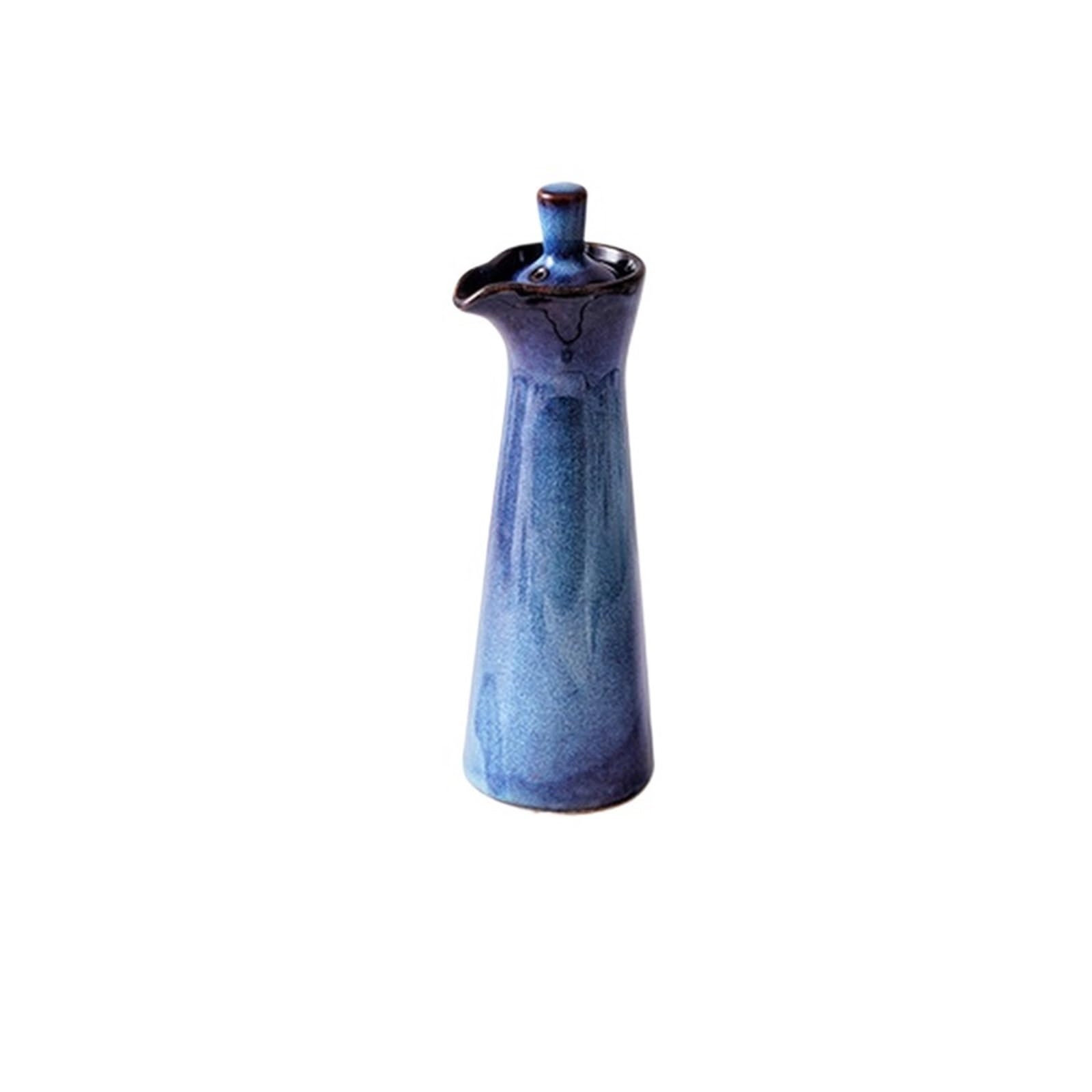QAUUCP Ceramic Olive Oil Dispenser Bottle Ceramic Seasoning Pot Retro Vinegar Oil Household Capped Chili Soy Sauce Bottle Restaurant KitchenAccessories(Color1)