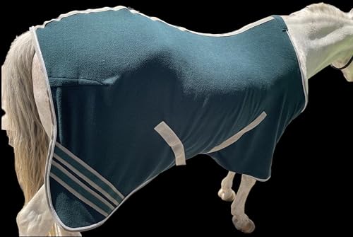 Image of Majestic Ally Anti Pill Fleece Horse Blanket /Sheet with Silver Braided Rope (Hunter Green, 82)