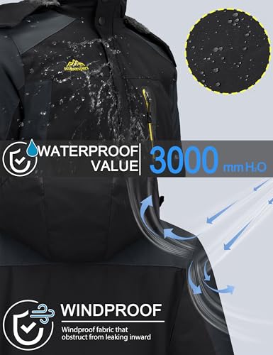 Image of TACVASEN Men's Winter Ski Jacket Waterproof Snow Coats Snowboard Fleece Lining Jacket Warm Parka with Hooded,Standard Length