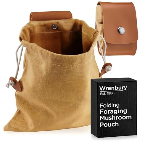Wrenbury Mushroom Foraging Bag - Waxed Canvas Mushroom Forager Pouch - Foldable Mushroom Bags for Hunting and Forage Gifts - 8.75” Cover