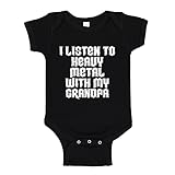 I Listen to Heavy Metal with My Grandpa Baby Bodysuit One Piece 6 mo Black