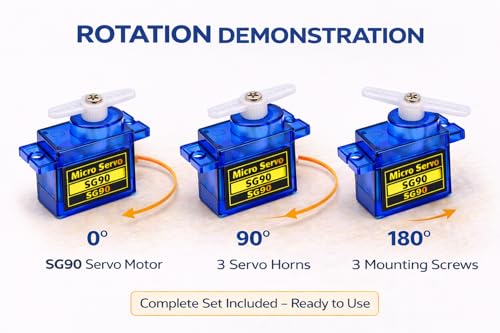 Image of Tishvi SG90 Micro Servo Motor (Plastic Gear) for UNO R3, Nano & DIY Robotics - 4.8-6V, 180 Rotation (Pack of 2)