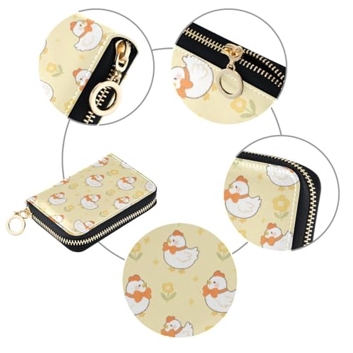 Women's Cute Chicken Yellow Credit Card Holder Wallet Leather Zipper Card Case for Ladies Girls 203012174