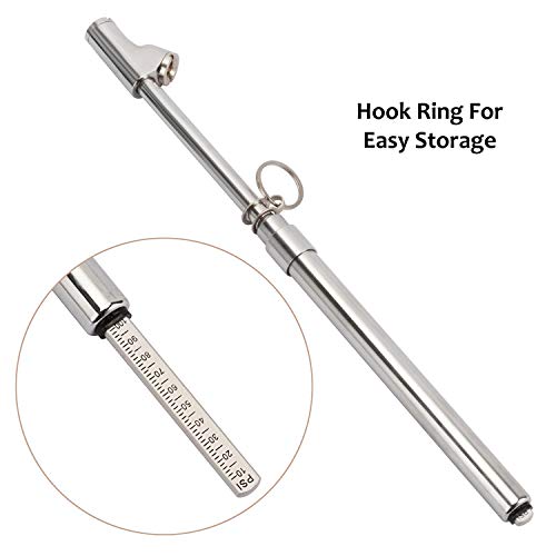 Image of MEASUREMAN Heavy Duty Dual Head Truck Tire Gauge, Solid Brass Body, Aluminum Slide, with Hook, Range 10-150psi