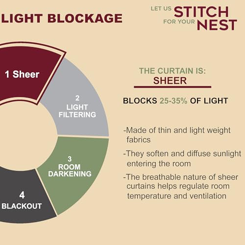 Image of STITCHNEST Sheer Curtain for Bedroom & Living Room | Elegant Decorative Window Curtain | 4 X 7 Feet