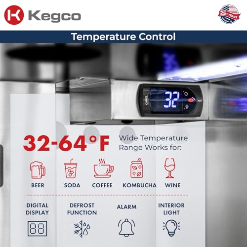 Image of Kegco 24 inch Wide Dual Tap Stainless Steel Built-In Right Hinge Kegerator with Dispense Kit