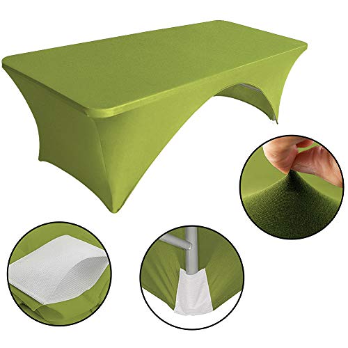 Eurmax Usa Spandex Table Cover 8 Ft. Fitted 30+ Colors Polyester Tablecloth Stretch Spandex Table Cover-Table Toppers,8 Ft Table Cover Open Back (8Ft, Kelly Green) #TOP4