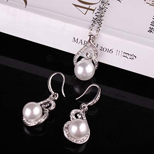 Miniatura 2 de Juego de collar de perlas para mujer con perlas de cristal brillante, collar y pendientes de joyería, accesorio formal para damas de honor y novias,