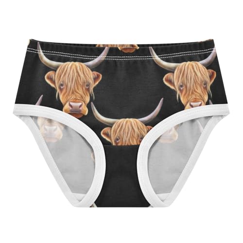 Toddler Girls Underwear 2t Cotton Panties Little Girl Artistic Kids Briefs Undies Cute Highland Cow Heads Black