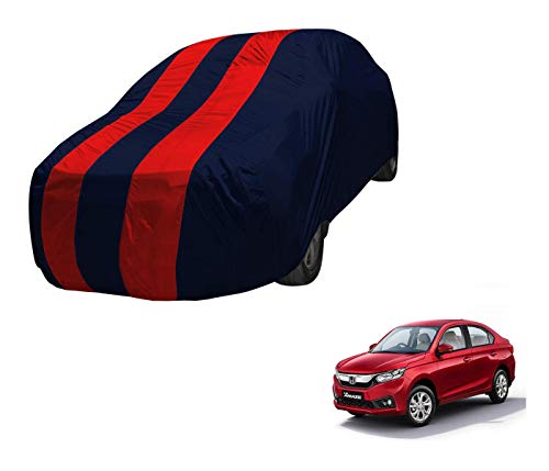 Image of Auto Hub Car Cover Compatible with Amaze (Model : 2018-Till Date) with Mirror Pocket,Triple Stitched, Weather Proof, Amaze Car Cover- Navy-Red