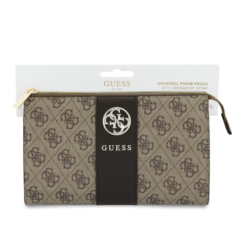Image of CG MOBILE Guess Phone Wallet Bag Officially Licensed, PU Leather with Middle Stripe, 4G Metal Round & Classic Logo & Strap | Phone Pouch with Crossbody Strap, Protective Phone Holder for Unisex