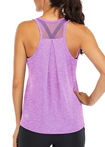 Image of ICTIVE Workout Tops for Women Loose Fit Racerback Mesh Backless Muscle Tank Running Shirts