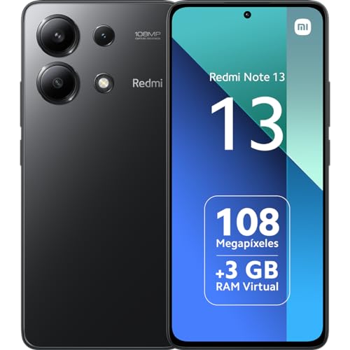 Xiaomi Redmi Note 13 4G - Smartphone de 6+128 GB, Pantalla de 6,67" AMOLED FHD+ 120Hz, Snapdragon 685, Triple cámara de hasta 108MP, Carga rápida 33W, Negro (Versión ES)