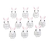 Oarkive 10pcs Dollhouse Miniature Rabbit Figurines Animals Figures Toys (10pcs)