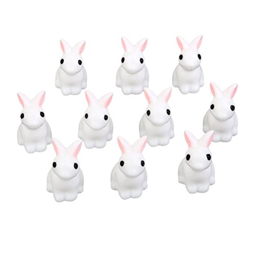 Oarkive 10pcs Dollhouse Miniature Rabbit Figurines Animals Figures Toys (10pcs)