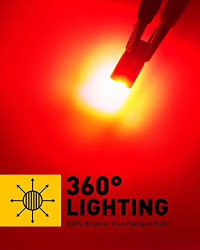 Image of AUXITO Red 194 LED Light Bulbs, Super Bright 1:1 Size, License Plate Light 168 2825 W5W T10 Error Free Car Bulbs for Dome Map Door Courtesy Side Marker Cornering Trunk Light (Pack of 2)