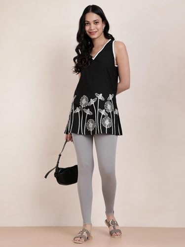 Image of TWIN BIRDS Super Stretchable Cotton Elasthane Fabric Ankle Length Leggings for Women
