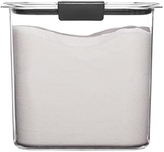 Rubbermaid Brilliance Airtight Food Storage Container for Pantry with Lid for Flour, Sugar, and Rice, 12-Cup, Clear/Grey