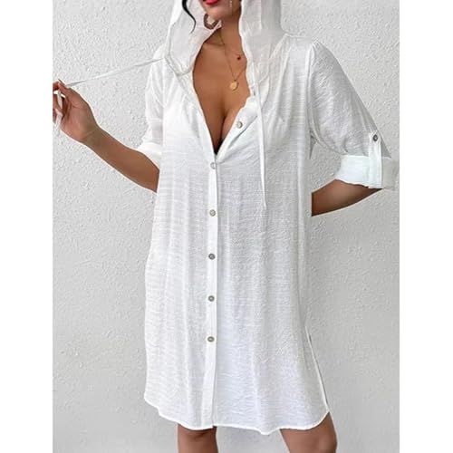 Vestido de playa para mujer transpirable con capucha y manga larga para protegerse del sol 4