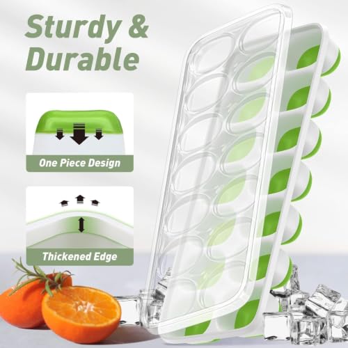 Image of ChefAide Ice Cube Tray with Lid and Bin,3 Pack Ice Cube Trays for Freezer