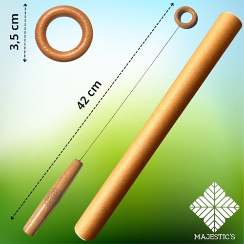 Tensor Einhandrute & Esoterik Pendel – Professionelle Wünschelrute mit gravierter Blume des Lebens – Radiästhesie-Stab mit Holzgriff & Holzring – Buchenholz – [Lebenslange Garantie]