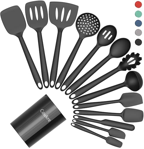 Coukre Silicone Kitchen Cooking Utensils Set with Holder – Heat-R...