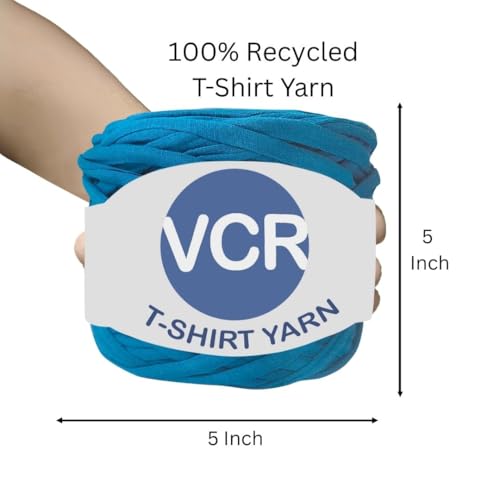 Image of VCR Royal Blue Big T-Shirt Yarn, 100 Meters Length, Recycled & Fashionable Craft Yarn, Pack of 1, Suitable for Crochet, Knitting & DIY Bags, Baskets, Cushions & Home Decor Projects