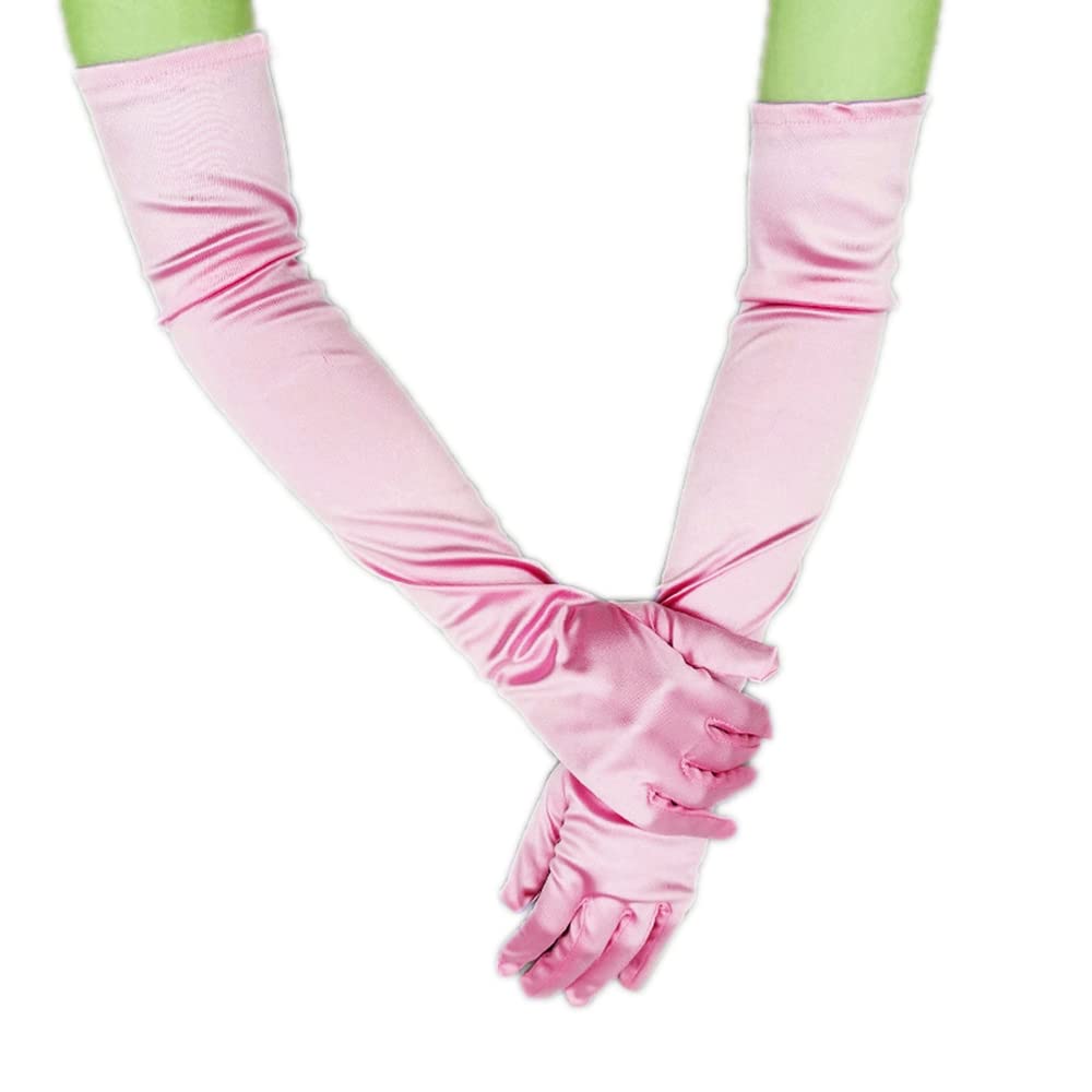 Classic Women's Gloves, Medium Long, Elastic Elegant 1920s Style Evening Gloves, Satin Gloves, Gothic Opera Festival Party Wedding Bridal Gloves for Festive Fancy Dress Costumes Carnival, Pink — image 1