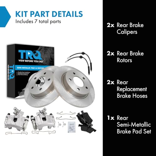Image of TRQ Rear Brake Pad and Rotor Set Semi Metallic Calipers Compatible with 2009-2013 Mazda 3