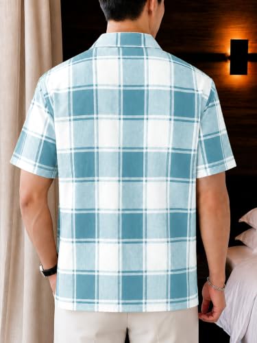 Image of Nobel Monk Men's Checkered Casual Shirt |Half Sleeve | Loose Fit |Stylish Shirt for Men