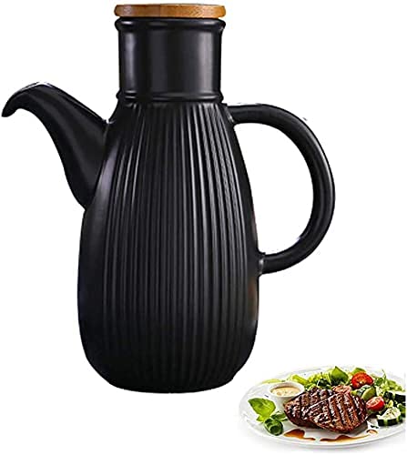Bouteille huile d'olive porcelaine distributeur cuisine noir 450ml