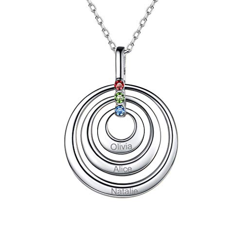Custom4U Triples Redondos Colgante Personalizado con Grabar Nombres Propios Plata de Ley...
