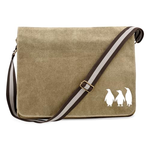 Huuraa Umhängetasche Pinguine Silhouette 14 Liter Sahara Canvas Laptoptasche Geschenkidee